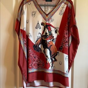 Fashion Express Stylish Rodeo Print V-Neck Blouse